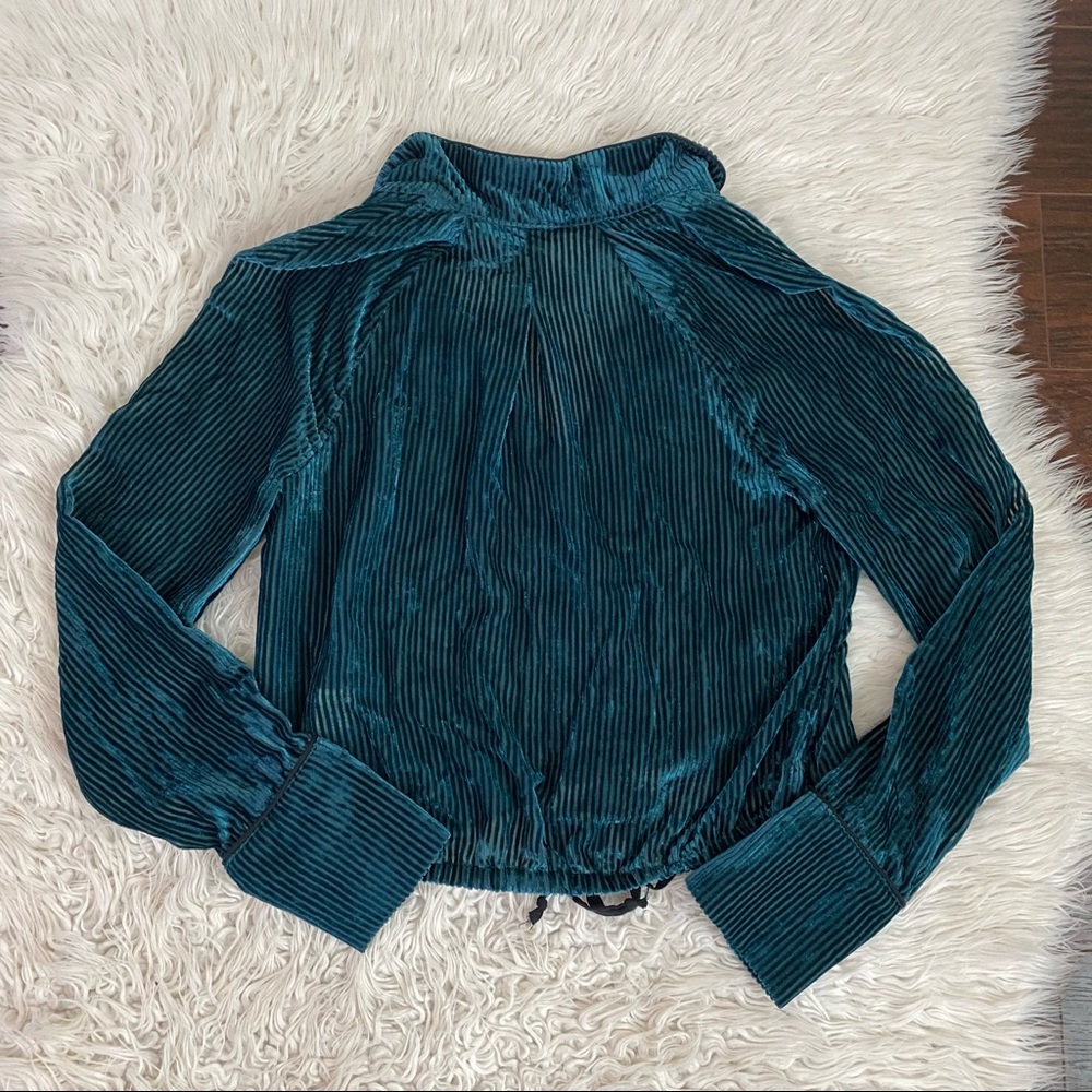Free People Aspen Nights Velvet Striped Blouse Top - Picture 6 of 6